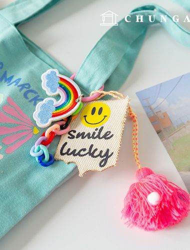 鑰匙圈 結飾 流蘇 裝飾 鞋帶 鑰匙圈 鑰匙圈 毛絨玩具鑰匙圈 笑臉 幸運