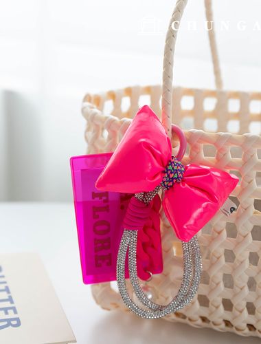 鑰匙圈結方形鞋帶鑰匙扣鑰匙圈繩粉紅色蝴蝶結珍珠卡夾照片卡鑰匙圈蝴蝶結6種