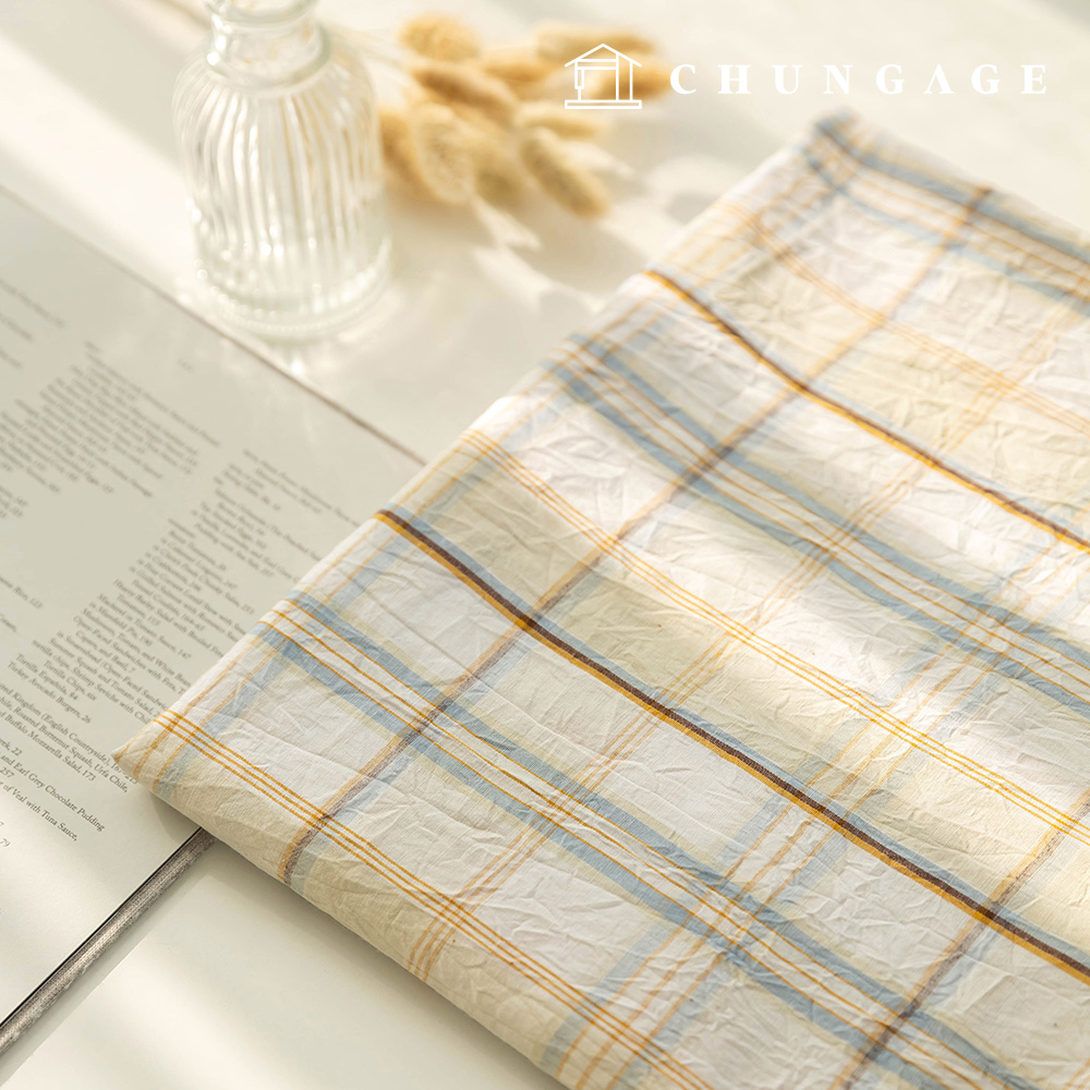 棉格子佈 色織格子 服裝服料 Creamy 格子