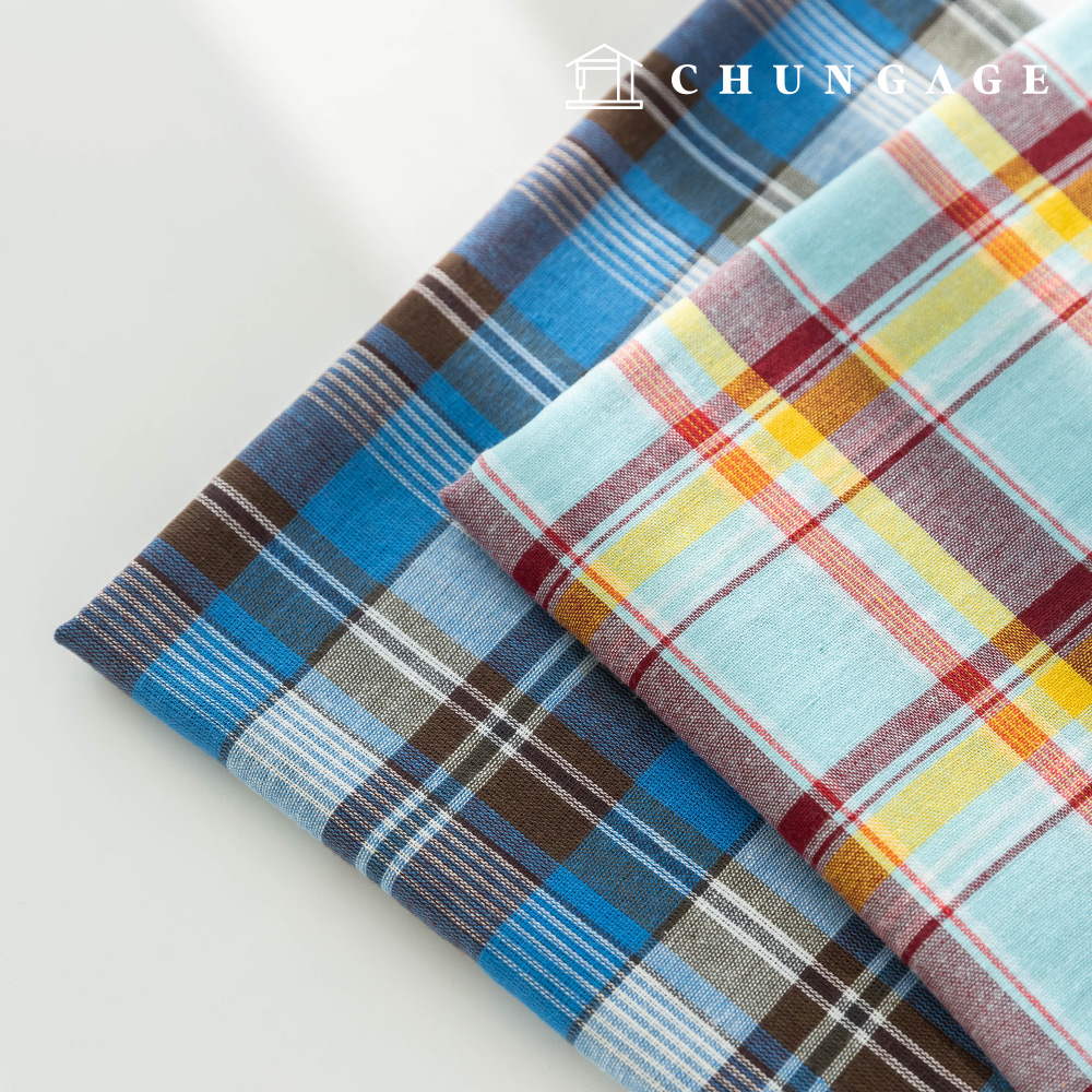 綿格子佈 色織格子 服裝服料 2種勺子