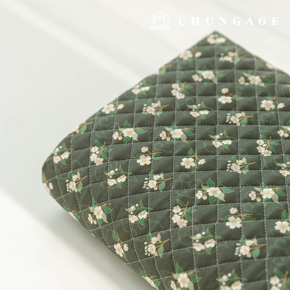縫紉材質棉布 20 片 DTP 花卉圖案絎縫布料 深綠色梅花