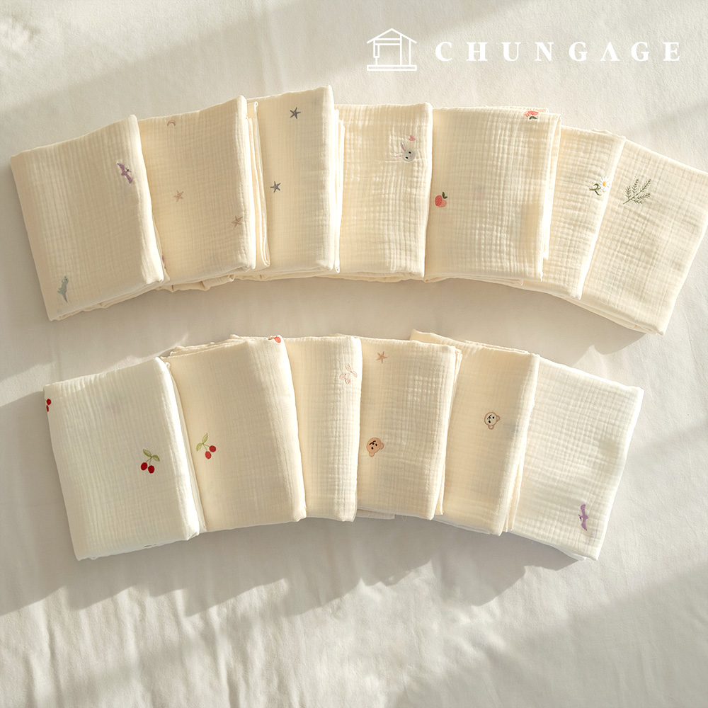 Yoru 三層紗布，棉質刺繡，寬幅，童話世界，13 種款式