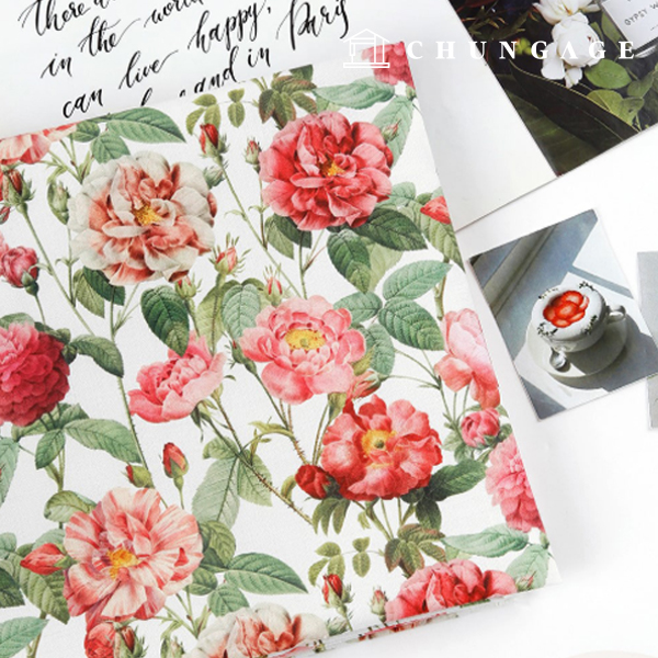 環保抗菌消炎布料 E-DTP 20股棉質深紅色花朵