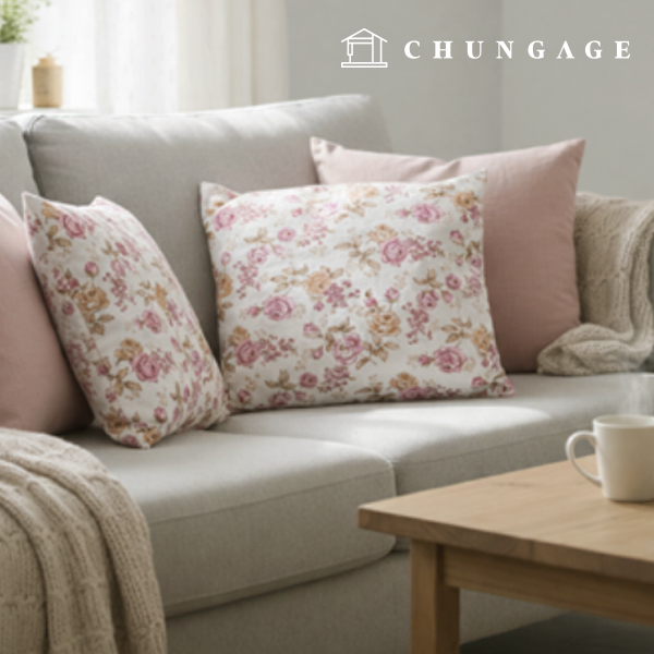 牛津棉布料，花卉圖案，玫瑰花園布料