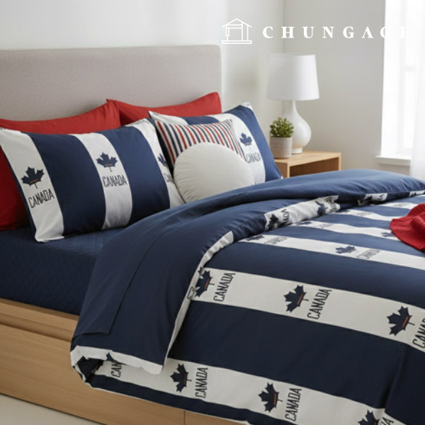 牛津布料條紋布料 Canadiana 楓彩虹條紋