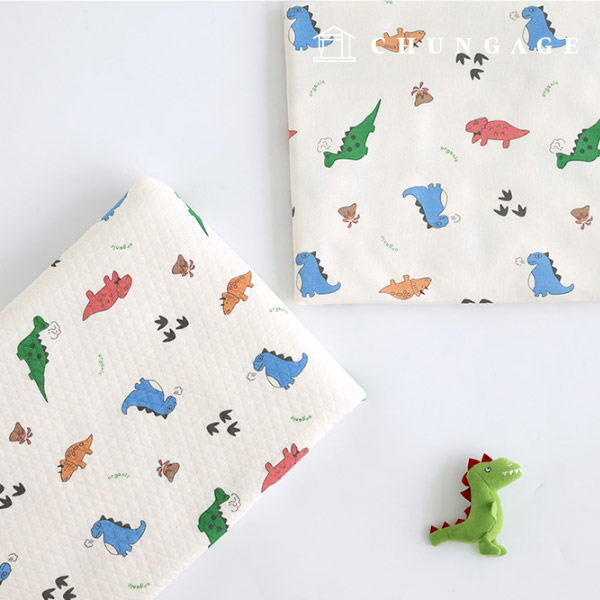 大丸布料有機雙面縫製,寬度30根枝條,40根枝條,恐龍圖案,共2種類型