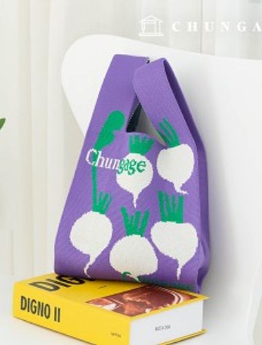 針織衫迷你手提包格紋針織衫包手腕包白蘿蔔