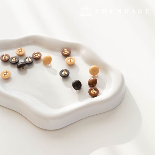 優質半孔木質圓紐扣，12毫米，3種款式，5裝