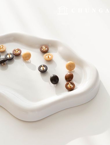 優質半孔木質圓紐扣，12毫米，3種款式，5裝