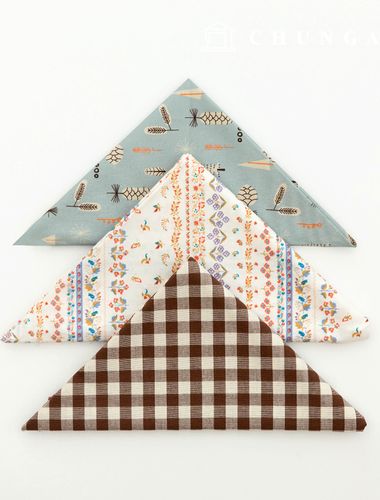 布料包 花格子 古/舊布 花卉圖案 咖啡色連片布 3款 105