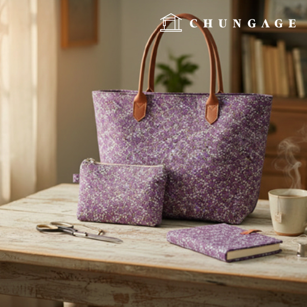 棉布花卉圖案圖解，20 枝寬，自然花園紫色