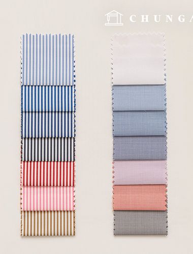 平條紋布料，寬幅裁縫店訂製白襯衫布料，正裝布料 B1 24