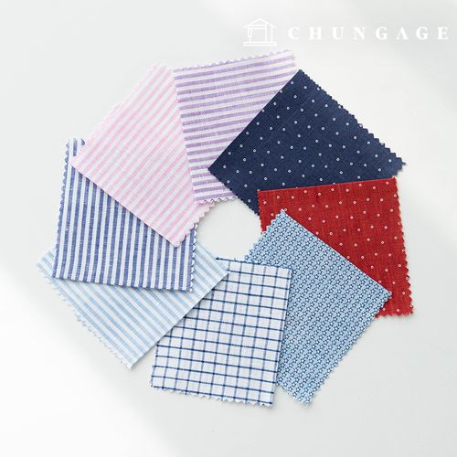 Geomchi 條紋圓點布料 寬幅裁縫店訂製襯衫布料 亞洲亞麻正裝布料 L1 03 04