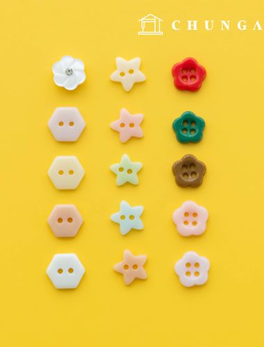 極光花星方形六角形塑膠衣服製作紐扣系列