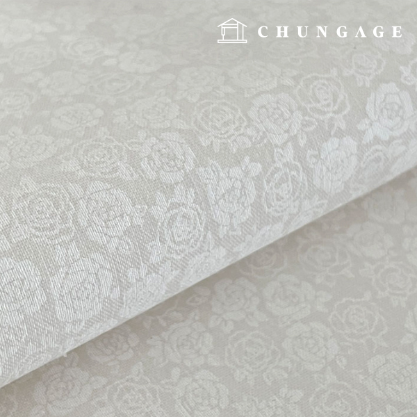 棉布,寬樹狀花卉圖案,圖樣,布料,20個枝條,白色,玫瑰日 9514