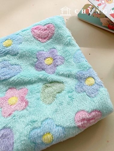 雙面超細纖維布料，寬心花型，3種 9504