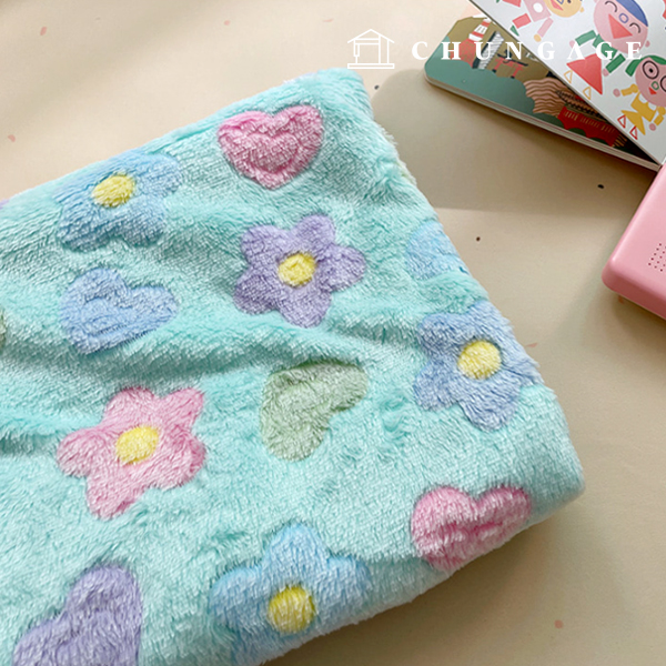 雙面超細纖維布料，寬心花型，3種 9504