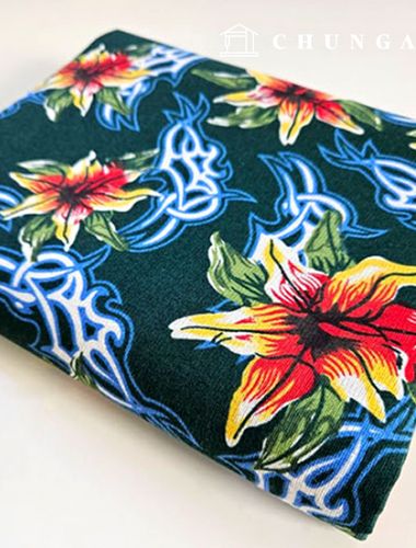 亞麻布雙層20折提花寬幅夢幻百合花綠色9500