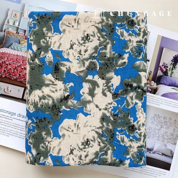 亞麻布雙層20折提花寬幅印花2藍色9493