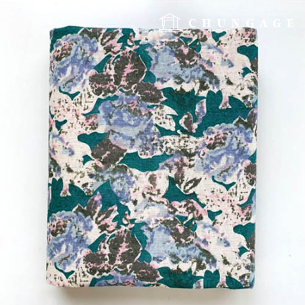 亞麻布雙層20折提花寬幅貼花1綠色9490