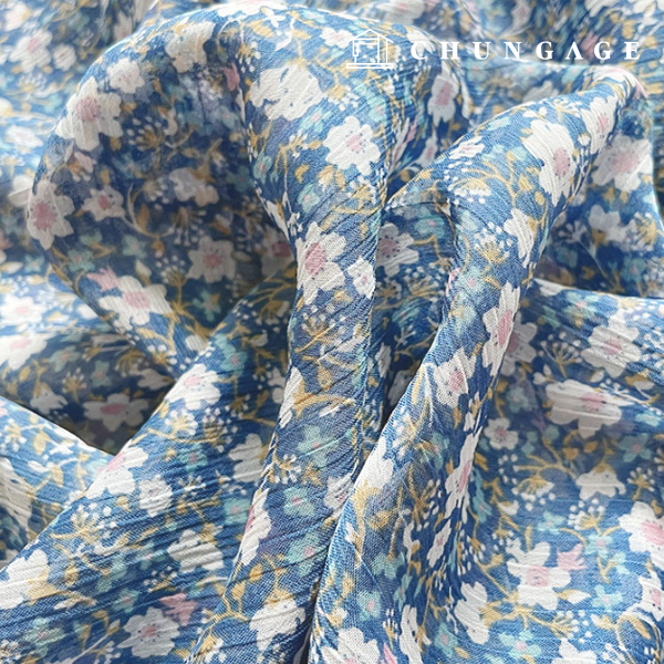 雪紡布料花卉圖案花圖案布料3種水銀花9486