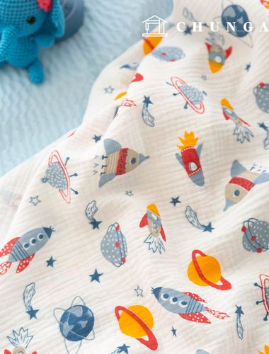 Yoru雙層紗布無螢光生物水洗布料宇宙