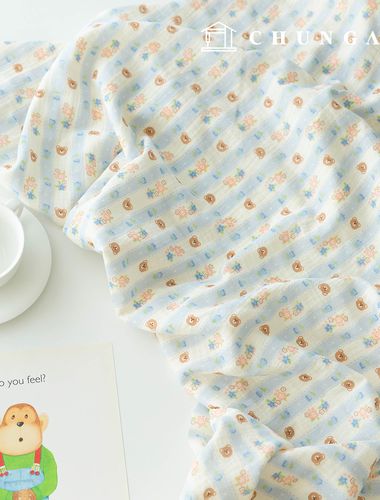 Yoru雙層紗布綿無螢光生物水洗布料條紋裸