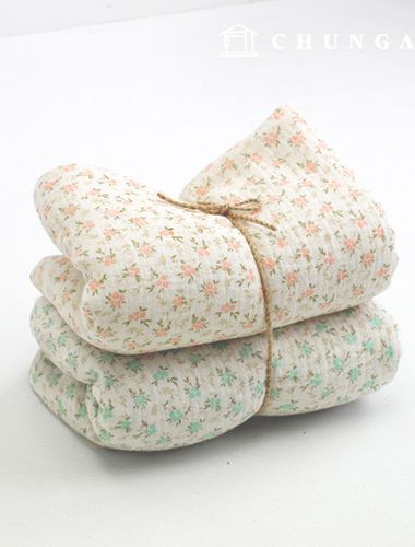 Yoru雙層紗布、無螢光生物洗滌布、花卉圖案布、2種全長花