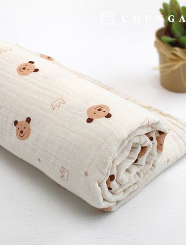 Yoru 雙層紗布 綿 無螢光生物水洗布料 寬幅 Gombly