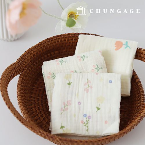 3種雙層紗布棉質花卉布料花朵布料