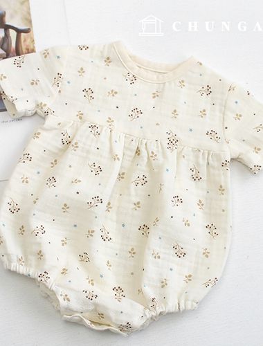 寬幅棉質花卉圖案雙層紗布、花卉布料、垂葉