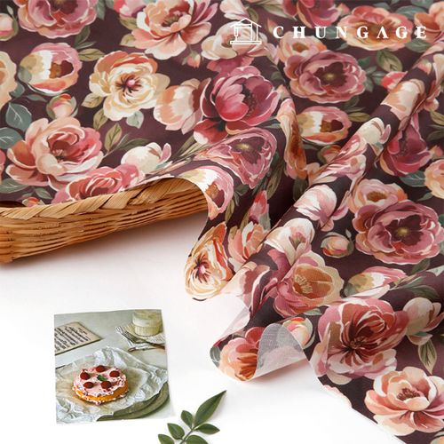環保抗菌阻燃布料 E-DTP 20股棉質酒紅色玫瑰