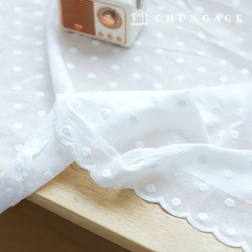 刺繡棉布花卉圖案純色圓點布料