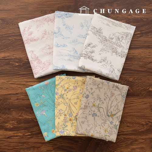 亞麻布料，花卉圖案，Velik 6 種