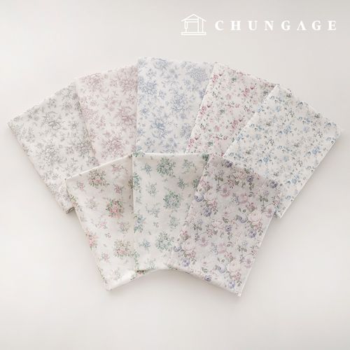 60克棉質中密度花卉圖案寬幅布料 Wayne 8 種款式