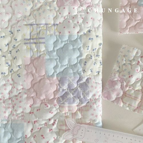 花朵絎縫圖案，花朵絎縫布料，2 片全尺寸絲綢布貼