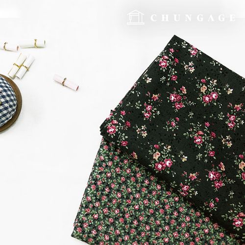棉質布料，花卉圖案，20枝花卉設計布料，進口款式，玫瑰日，黑色，2種款式，2054