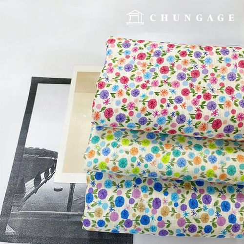 寬幅亞麻布 亞麻布 花卉印花 蒲公英 3 種款式 9244