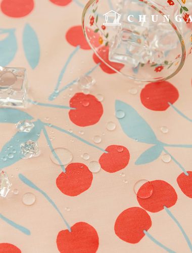 櫻桃色層壓防水布 TPU 櫻桃色 Bloom 防水布