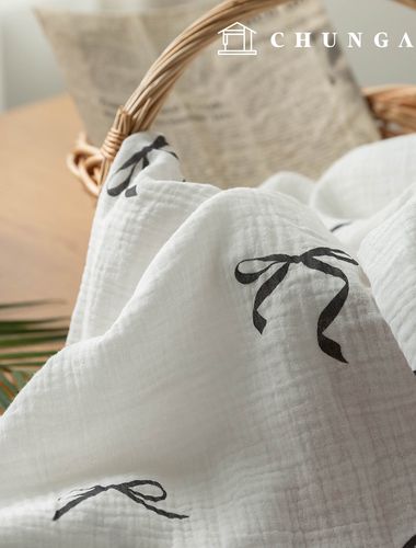 Yoru 雙層紗布棉質非螢光生物洗滌布料 Salon de Ribon 黑色