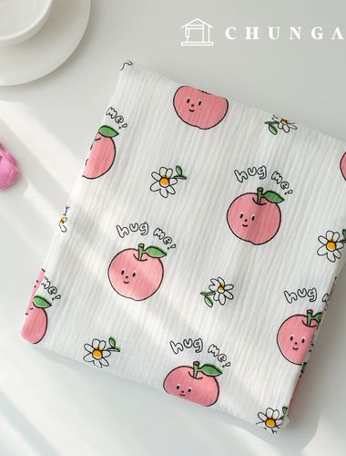 Yoru 雙層紗布棉質非螢光生物水洗布料 Hug Me Peach