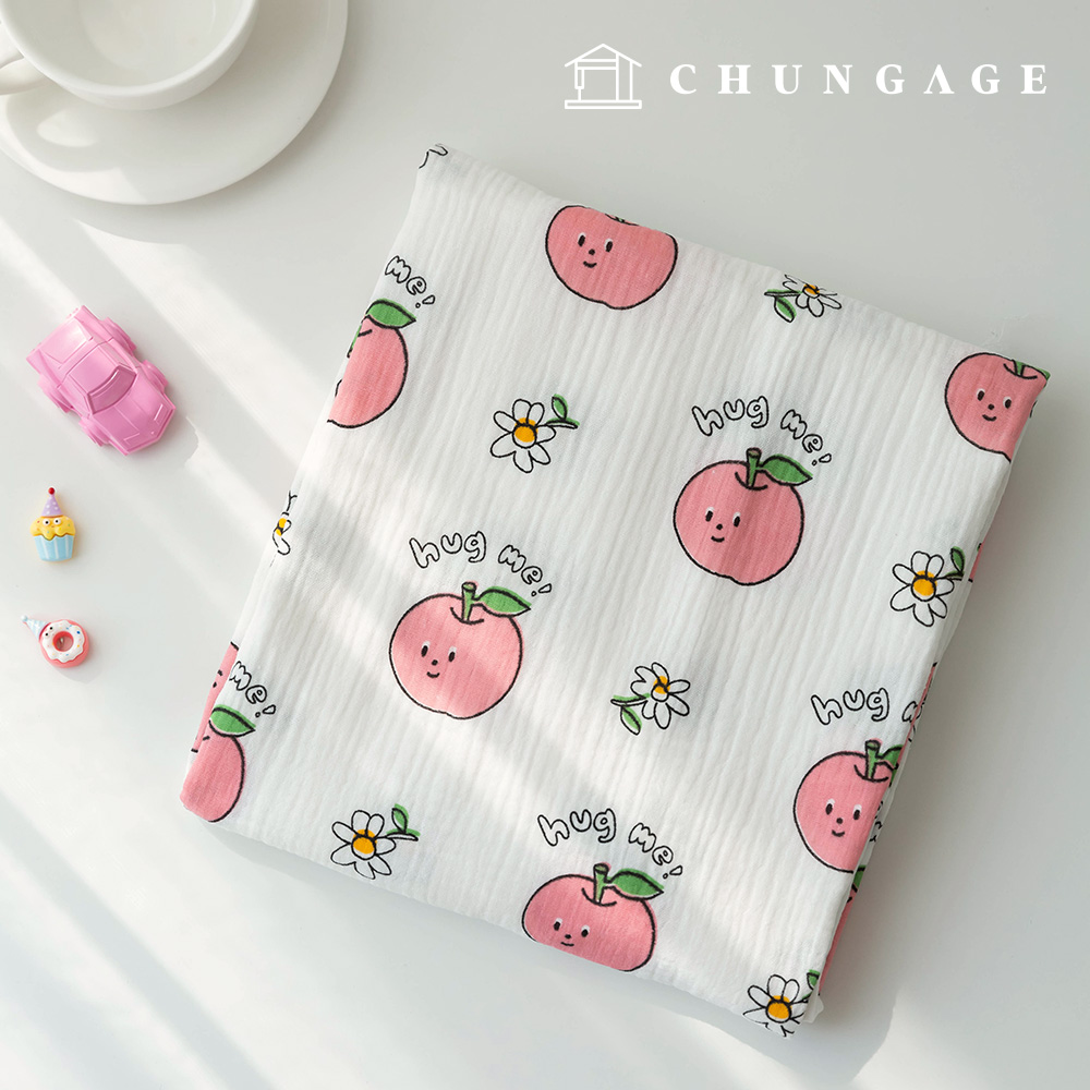 Yoru 雙層紗布棉質非螢光生物水洗布料 Hug Me Peach