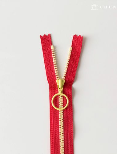 Vislon 環形雙鎖拉鍊 25cm 紅色