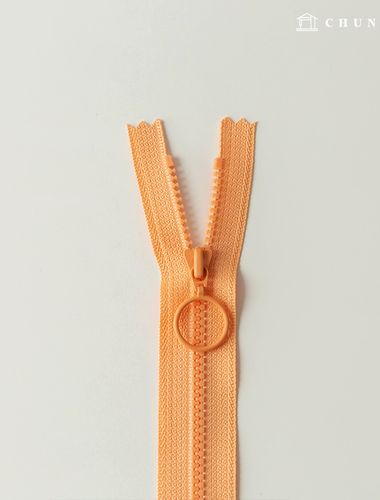 Vislon環，雙色，鎖點，拉鍊，25公分杏色