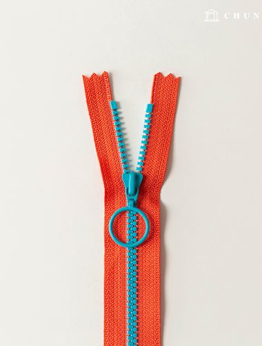 Vislon 雙色鑰匙環，25厘米，拉鍊，橙色