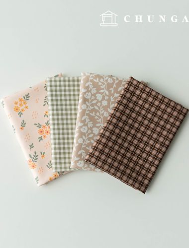布料包，花朵圖案，碎布，格子佈，羊毛玩具，製作狗衣服（4種）308