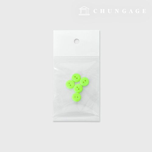 塑膠襯衫紐扣 螢光紐扣 10mm 發光霓虹黃 5 件裝 63601