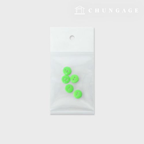 塑膠襯衫紐扣 螢光紐扣 10mm 發光霓虹綠 5枚裝 63,600