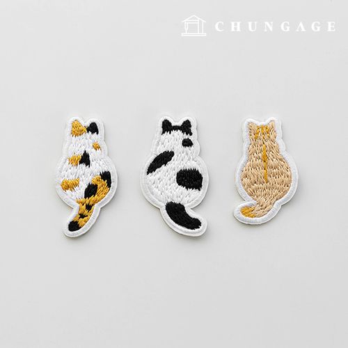 3 種熱封貓背刺繡貼片
